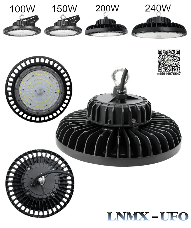 19 년 공장 안정적인 품질 높은 베이 led 빛 100w 150w 200w 240w ETL DLC SAA CB IP65 UFO 하이베이 디 밍이 가능한 창고 램프