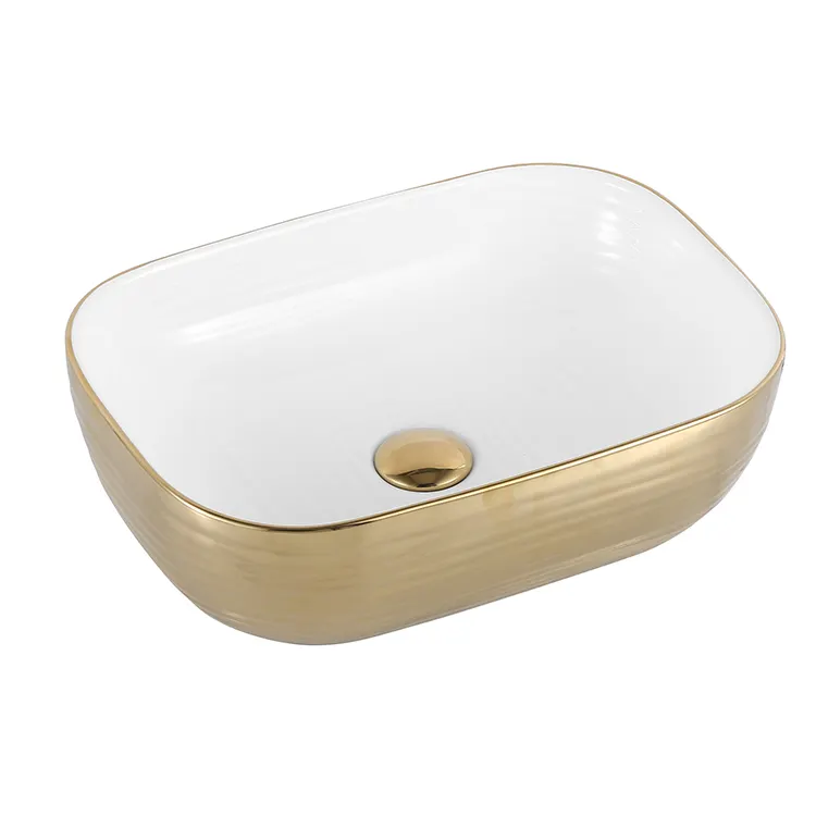 Joynfortune-lavabo de mano para baño, lavabo de cerámica de lujo chapado en oro, arte, novedad de 2022