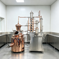 Équipement de distillation fiable de 200 L pour whisky, gin, rhum, vodka, en cuivre rouge SUS304, chauffage à la vapeur, CIP, PLC, 380V