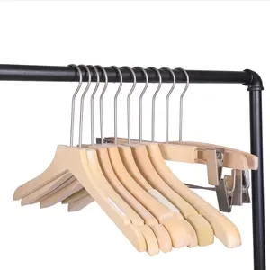 Customized High Quality Hot Sale White Gold Hook Anti-slip Wooden Hanger For Women
