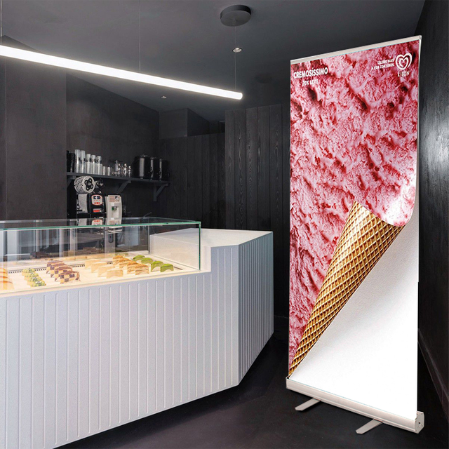 Retractable Portable Aluminum Frame Banner Exhibition Backdrop Trade Show Roll Pull Pop Display Booth Stretch Tension Fabric