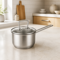 Casserole en acier inoxydable ANMEI 1,5 QT avec couvercle en verre, compatible induction, petite marmite de cuisson, ustensiles de cuisine, vente en gros d'usine