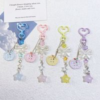 Porte-clés en métal doux de style Ins, thème Fille Mignonne et Douce, avec boutons à pois et un accessoire pendentif en forme de sac