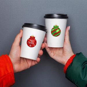 500 stuks rol rood groen kerstbalsticker voor kleine bedrijven vakantie cadeau decoratie ornament vorm zelfklevend papier - Product Image 2