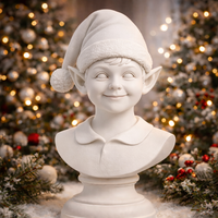 Sculpture de buste d'enfant elfe d'hiver en résine blanche WeiVista, art populaire, durable, peinte, décoration de Noël saisonnière, vente en gros