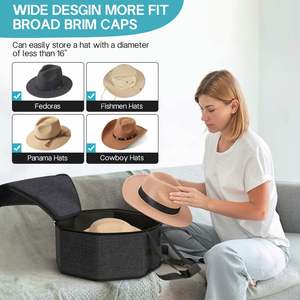 Hat <b>Storage</b> <b>Box</b> Travel Hat <b>Box</b> 17 Inch Hat Carrier Zipper Closure Sunhat Protector Home <b>Storage</b> Lightweight Cowboy Cap Organizer - Product Image 6