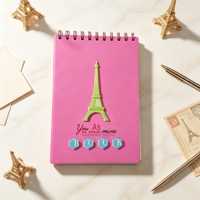 Carnet à spirales A5 avec couverture en polypropylène, couverture découpée créative Tour Eiffel, carnet à spirales personnalisé à couverture rigide pour étudiants, papeterie scolaire