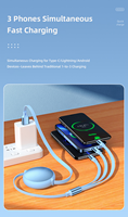 Câble de charge USB extensible 3-en-1, charge rapide 3A pour iPhone, Android, Type-C, ordinateur et appareil photo, 100W