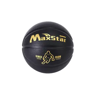 Bola Basket Hitam Dalam Ruangan, Bola Basket Ukuran Resmi Khusus Profesional 7 Kulit PU Dalam Ruangan Luar Ruangan, Bola Basket