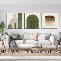 Milieu du siècle moderne 3 pièces encadré toile mur Art ensemble minimaliste géométrique abstrait Boho peinture pour salon salle de bain décor