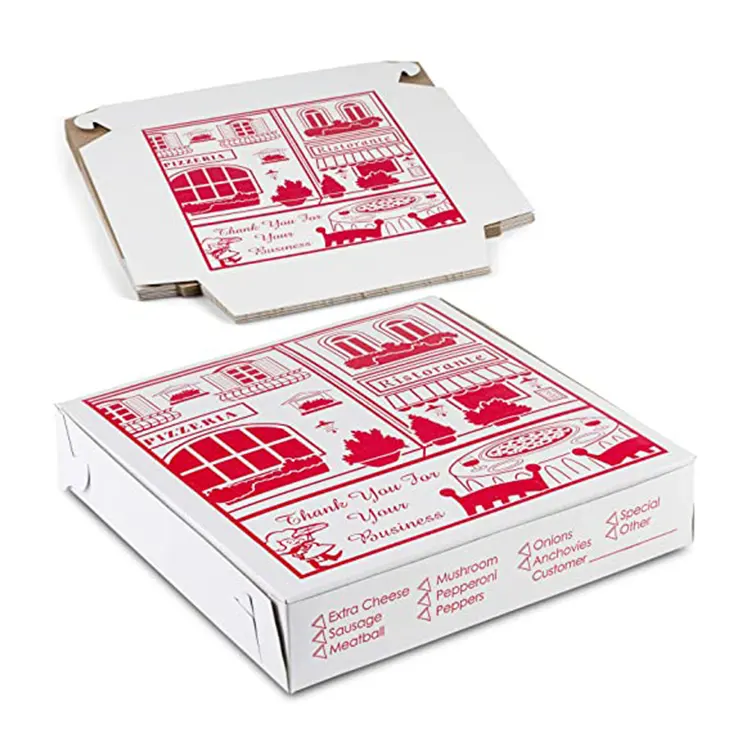 Toptan yüksek kalite ucuz özel Logo taşınabilir yeniden kullanılabilir oluklu teslimat kağıt Pizza kutusu