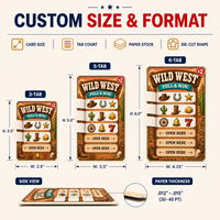 Tarjetas de juego Wild West Pull Tab con cinco ventanas abatibles, boletos de premio instantáneo personalizados para fiestas de vaqueros, eventos y recaudaciones de fondos