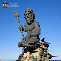 Sculpture de grande taille en bronze coulé pour l'extérieur, statue de Poséidon Néptune grecque au bord de la mer