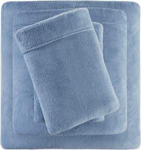 Warm Soft Polyester <strong>Fleece</strong> Wrinkle Resistant <strong>Stitching</strong> True North Plush Bed Sheet Set Deep Pocket Cold Season Cozy <strong>Bedding</strong> - Product Image 1