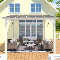 PIOEN 10 'X 8' Petit Gazebo incliné au mur Auvents à toit rigide Pergola robuste Ombre de toit Patio Decks 80 Sq.Ft Couverture (Blanc)