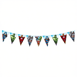 Guirnalda de Banderines de los Vengadores para Fiestas, 2.3M, Triangulares de Plástico, Decoraciones para Fiestas, Artículos de Cumpleaños Desechables - Product Image 1