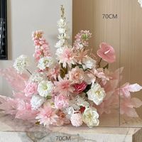 Composition florale artificielle rose et blanc, perles suspendues, pour décoration de plafond, toile de fond de mariage, décoration de table, cérémonie, événement, fête, vente en gros