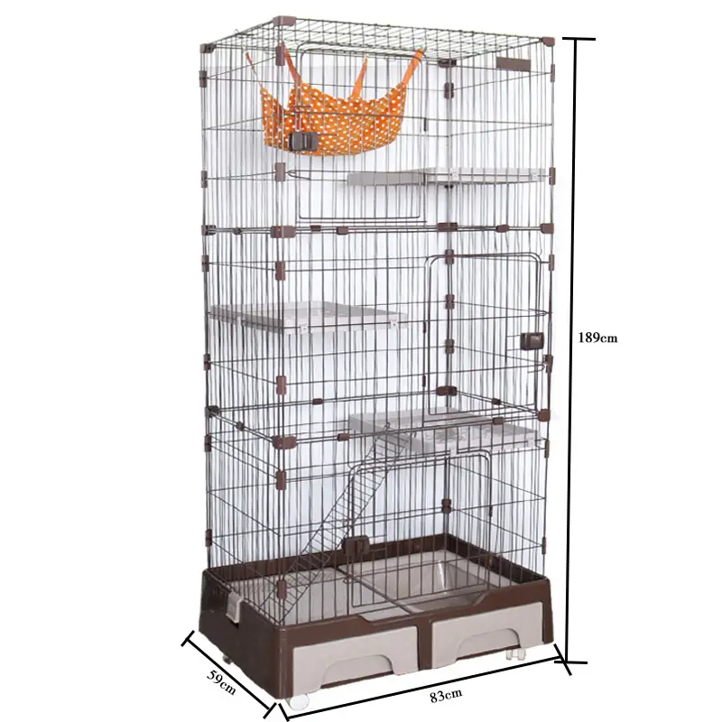 direct deal Factory Price Large Breeding Pet Crate 3 Tier Cat Cage Playpen Metal Wire Cat Home Cages With Drawer For Pet house