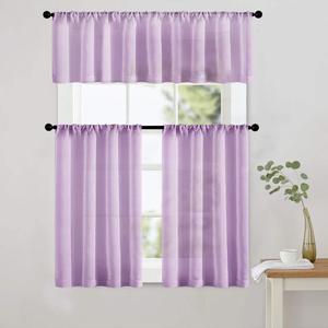 Rèm Bếp Sheer Valance 18 Inch Chiều Dài Rèm Cửa Sổ Nhỏ Cho Tầng Hầm Phòng Tắm Cafe, Màu Vàng, 2 Tấm - Product Image 3
