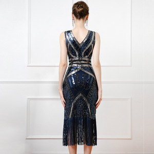 1920s <span class=keywords><strong>Vintage</strong></span> Flapper Great Gatsby <span class=keywords><strong>Robe</strong></span> De Soirée Col En V Sans Manches Sequin Perlé Style Gland Flapper Vestidos Feminina <span class=keywords><strong>1920</strong></span> - Product Image 4