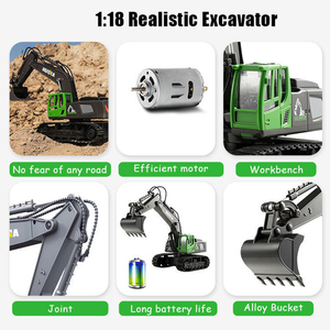 Gran oferta Huina RC excavadora aleación cubo 1/<span class=keywords><strong>18</strong></span> <span class=keywords><strong>escala</strong></span> 2,4 GHz 11CH 1558 Control remoto eléctrico excavadora camión de construcción para niños - Product Image 4