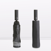 Parapluie pliant entièrement automatique de haute qualité avec lumière LED intégrée, canopy de 102 cm de large, protection UV, noir solide et durable