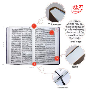 Livre Impression <span class=keywords><strong>Maison</strong></span> Ventes Chaud Ruban Gaufrage Personnalisation Logo Doux En Cuir Pu Couverture Bleue Mini Taille Sainte Bible Impression - Product Image 2