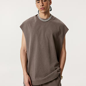 Camiseta de Hombre de Color Sólido, 100% Algodón, Informal, Básica, Sin Mangas, Suave, Transpirable, Corte Regular, Ligera, 220g, Tejida - Product Image 3