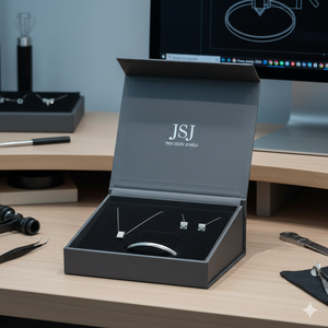 Boîte à bijoux en papier laminé finition brillante pour bijoux de mode, expédition en gros, emballage postal, boîte cadeau en carton rigide - Product Image 6