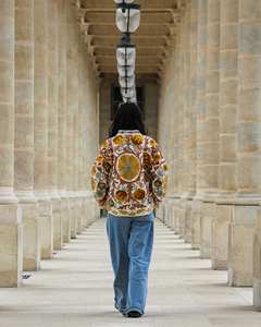 Chaqueta Acolchada de Algodón Ecológico con Botones Bordados, Manga Larga, Blanca, con Estampado Floral Otoñal, Precio al por Mayor - Product Image 2