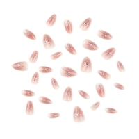 Faux ongles 3D argentés en forme d'amande, couvrance totale, en acrylique, 30 pièces, colle incluse, haute qualité