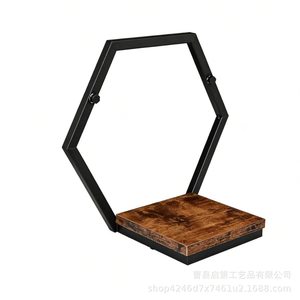 Hexagon <b>Wall</b> <b>Shelf</b> With Wooden Tray For Plant And Candle Display Geometric Decorative Storage Rack <b>Wall</b> <b>Mounted</b> Type - Product Image 5