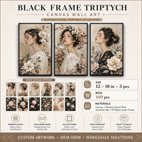 OEM ODM Personnalisé 18*12in*3pcs Décoration Murale Art Photo Impression sur Toile Tableau Flottant Encadré pour Salon