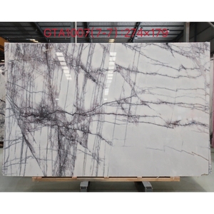 แผ่นหินอ่อนสีขาวมิลาส ลิแลค พรีเมียม หินธรรมชาติสำหรับปูพื้นห้องครัว ห้องน้ำ และบุผนัง  ขนาดและพื้นผิวตามสั่ง - Product Image 4