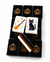 Mahjong américain à thème citrouille d'Halloween, tuiles de mahjong en acrylique, tapis de mahjong lavable, jeu de table pour la soirée d'Halloween, fête de famille