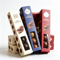 Scatola per Confezione di Cioccolatini con Finestra e Logo Dorato Personalizzato, in Carta per Alimenti, Scatola Regalo per Cioccolato