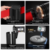 Cordon de signalisation télescopique rétractable en acier inoxydable avec lumière, noir et jaune, une longueur d'un mètre, pour garde-corps