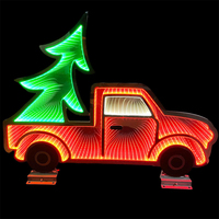 Veilleuse à néon en forme de voiture avec miroir infini Enseigne néon de table en PVC Lumières de Noël avec batterie AAA alimentée