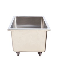 Chariot de stockage carré mobile en acier inoxydable grande capacité pour farine et ingrédients, avec roulettes, pour usine alimentaire