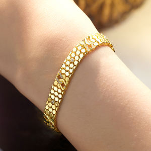 Grace Luxury Einzigartiges Designer 925 Silberarmband für Damen und Herren, 18K vergoldet mit funkelnden Steinen im Wabenmuster - Product Image 4