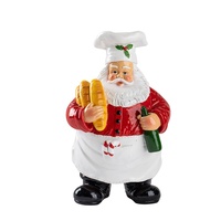 Nouvelle Statue de Noël en Résine Peinte à la Main ANYWAY, Père Noël Chef, Décoration Artisanale pour la Maison et la Table à Manger