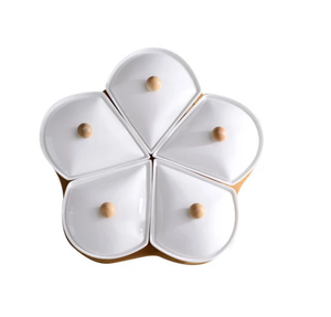 2026 Offre Spéciale cuisine plats froids Articles cinq ensemble fleur <span class=keywords><strong>de</strong></span> prunier couverture en porcelaine assortie originalité faire compote bambou Snack plat - Product Image 4
