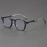 Monture de lunettes rétro en acétate effet bois, branches en métal mélangé, pour hommes et femmes, anti-lumière bleue, pour verres correcteurs