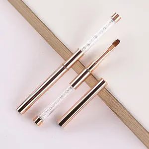 Pincel de Gel para Uñas de Fábrica, Acrílico, con Diamantes de Imitación, Mango Metálico Oro Rosa, para Pintura Ombré, Dibujo, Arte de Manicura, Set al por Mayor para Salón - Product Image 2