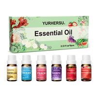 Lot de 6 Huiles Essentielles Naturelles pour Aromathérapie – Pures, Relaxantes, pour Massage Corporel, SPA, Diffuseur Domestique – Parfum Frais et Doux