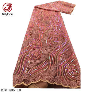 Robes noires de style nigérian pour femmes, dentelle à paillettes brodées, jolis matériaux, - Product Image 5