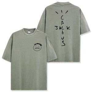 Camisetas Personalizadas Casuales de Algodón 100% de Alta Calidad con Serigrafía Lavadas al Ácido de Talla Grande para Hombre - Product Image 3