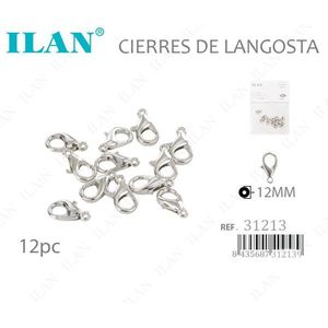 Chiusure a Moschettone Ilan 12mm Placcate Argento, Accessori per Gioielli, Confezione da 12 Pezzi - Product Image 2