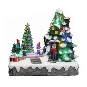 Interactive Resin Christmas Tree Village Craft for Kids with Moving around Function for Kids to Engage and Create