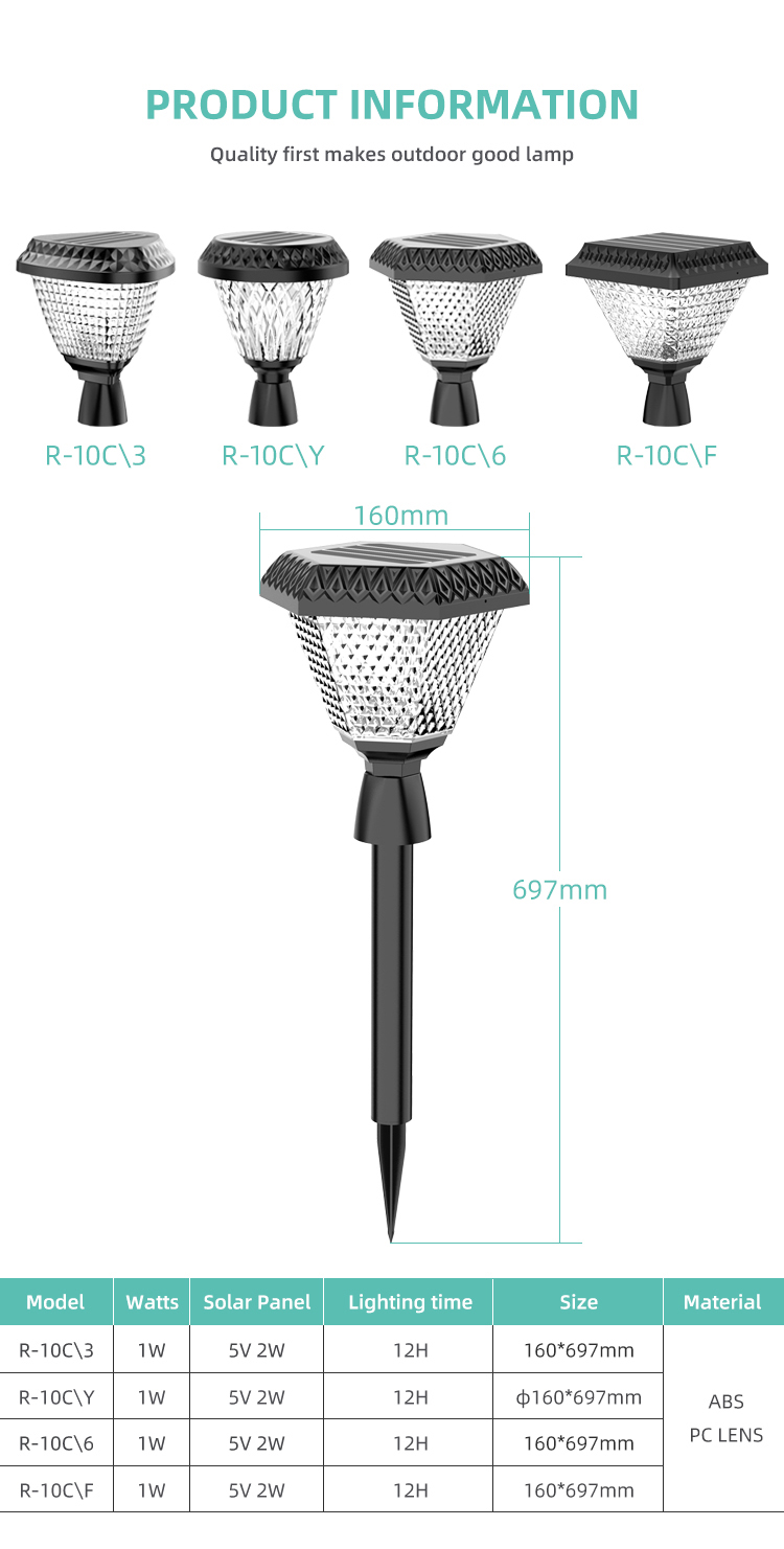 Upin Amazon top solar column light R-10C/Y lighting column LED Solar Garden Light - Other Light - 4
